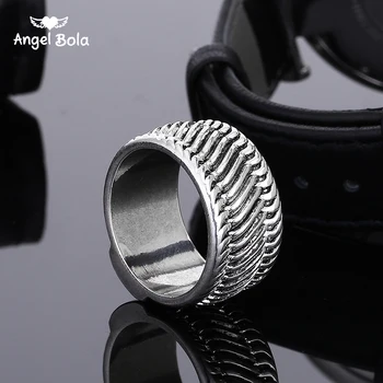 

10Pcs/Lot Ancient Silver color Tire Pattern Men's Buddha Chain Link Finger Ring Jewelry To Women Gift Punk Biker Wide Chain Ring