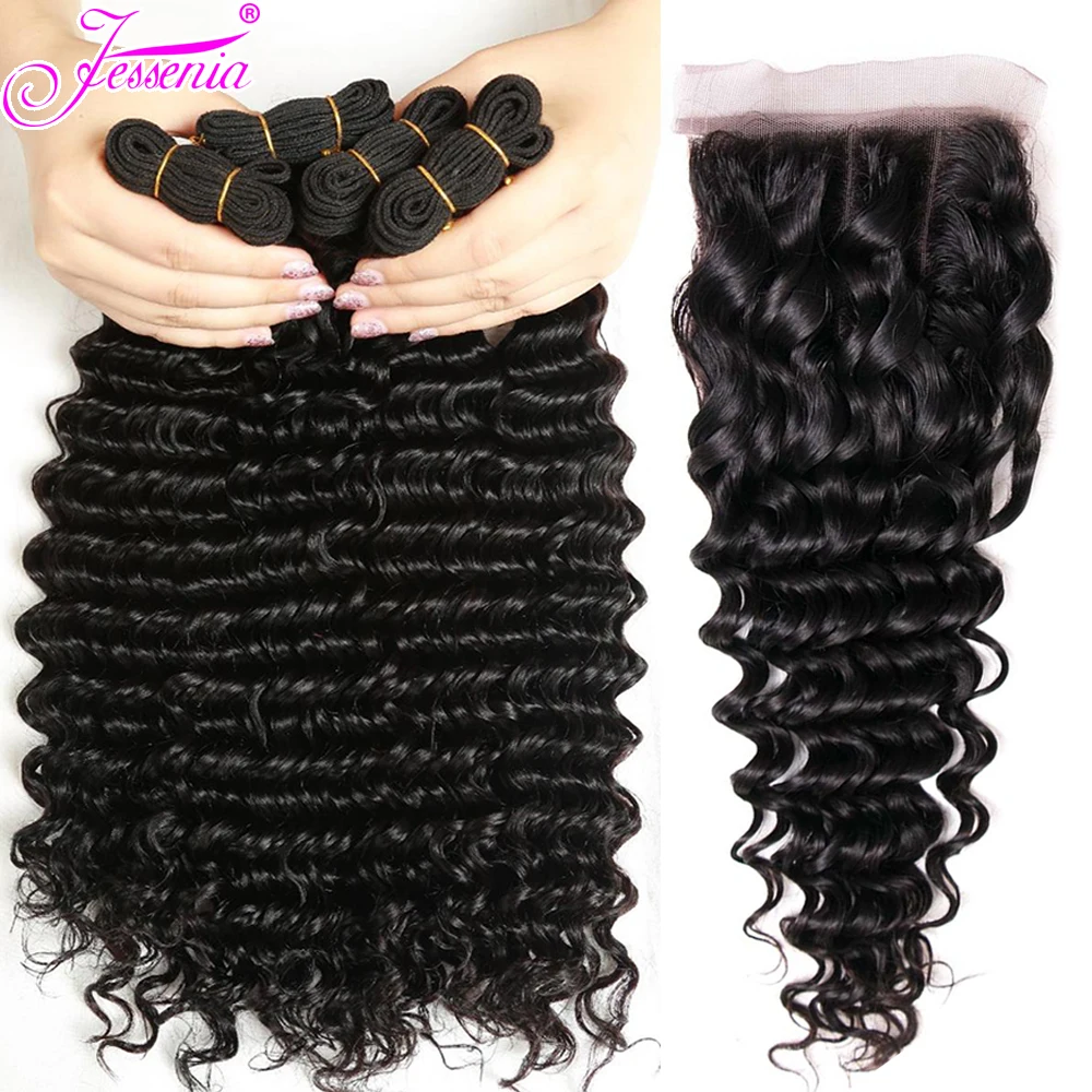 Malaysian Deep Wave 3 Bundles With Closure Natural Color 100% Human Hair 8-26 Inches Remy Hair Weaves with 4*4 Lace Closure Malaysian Deep Wave 3 Bundles With Closure Natural Color 100% Human Hair 8-26 Inches Remy Hair Weaves with 4*4 Lace Closure