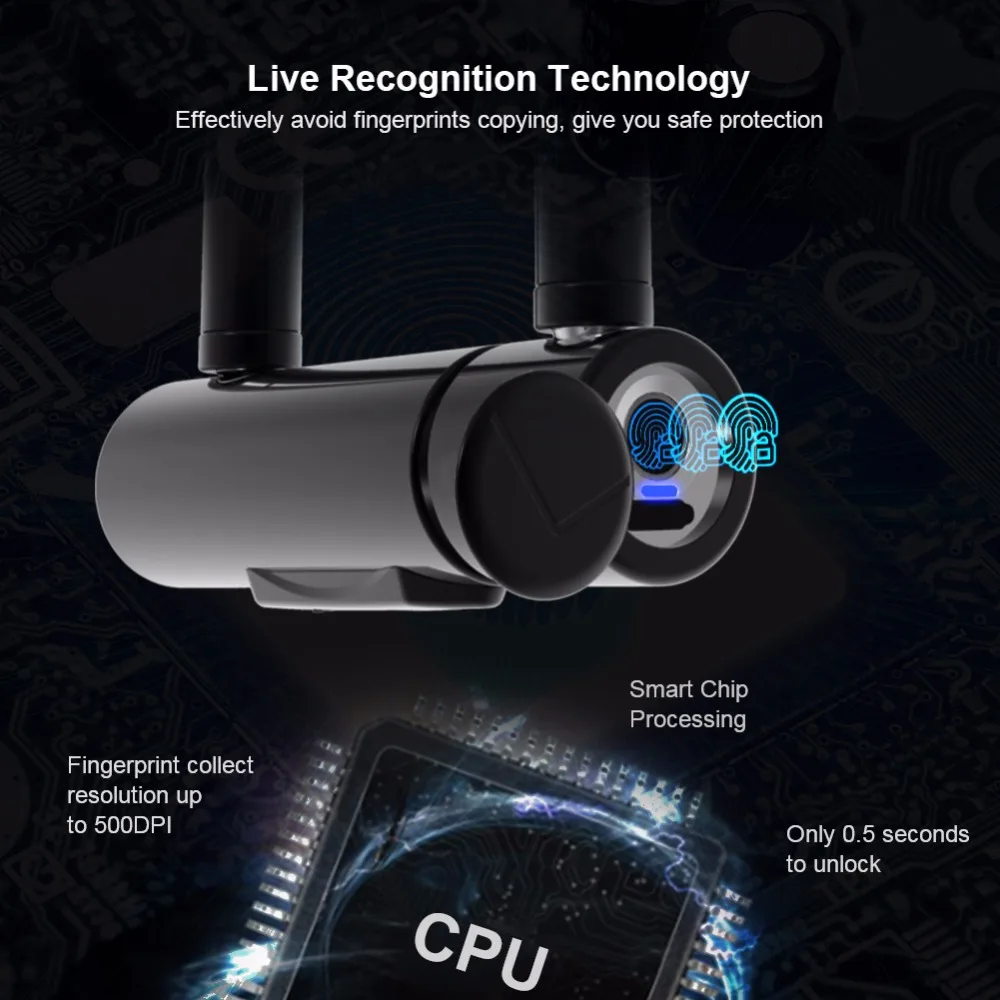  U Shape Fingerprint Lock IP65 Waterproof Smart fingerprint Security Lock for Shop/Office Glass Door - 33006179487