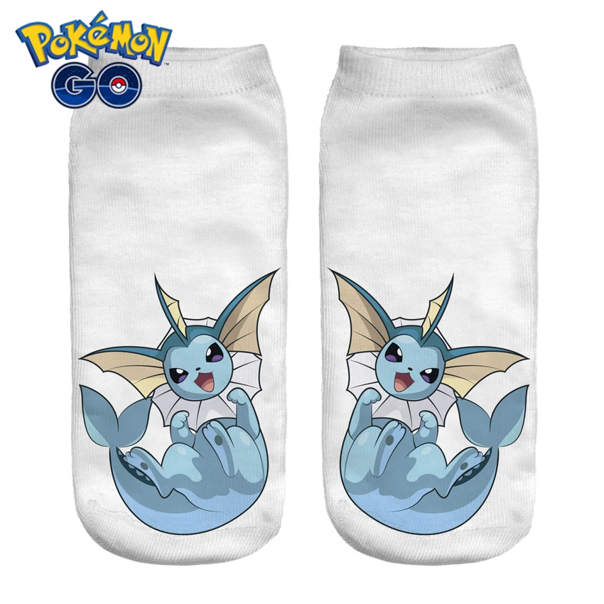 

Women Socks 3D Print Animals Character vaporeon wiz White Wholesale Short Cute Low Cut Ankle Lady Girl Funny Socks Pokemon Go