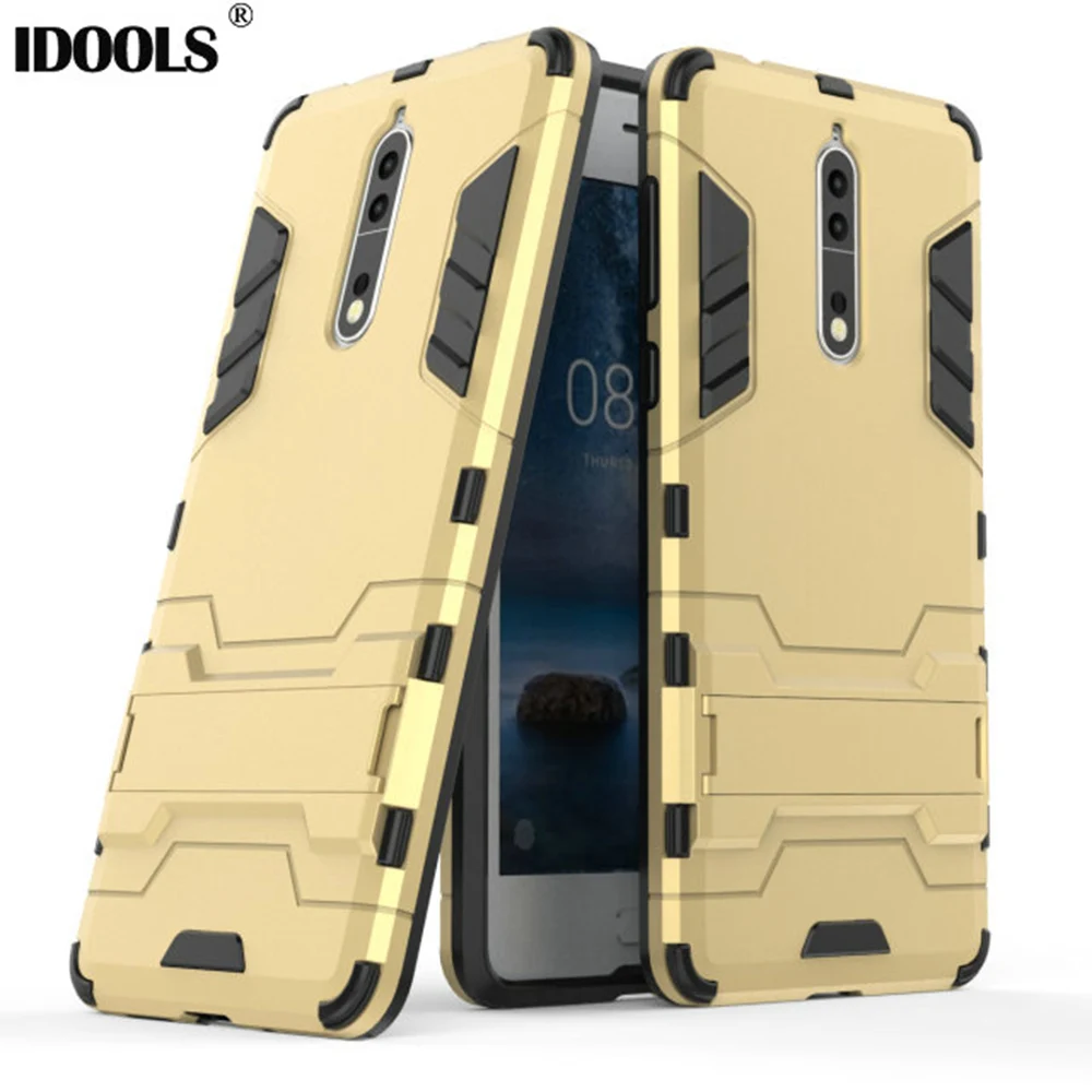 

Back Armor Cover Case For Nokia 8 Soft TPU PC Hybrid Coque With Kickstand Anti Knock 5.3 inch Mobile Phone Bag Cases For Nokia 8