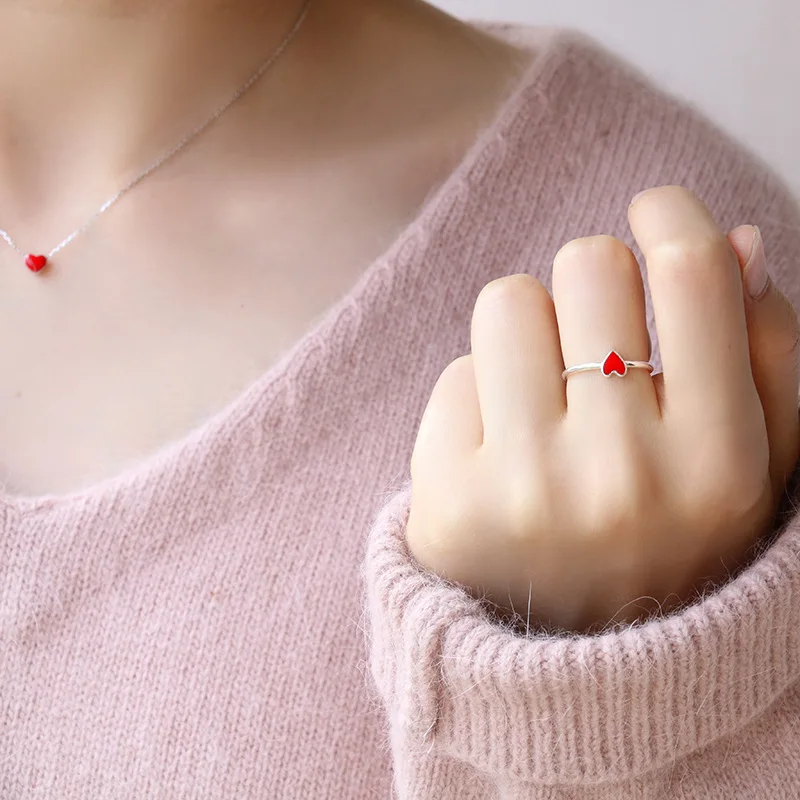Новые популярные винтажные кольца с красным сердцем для женщин, регулируемые кольца с маленьким сердцем, вечерние ювелирные изделия, свадебные кольца bague anillos