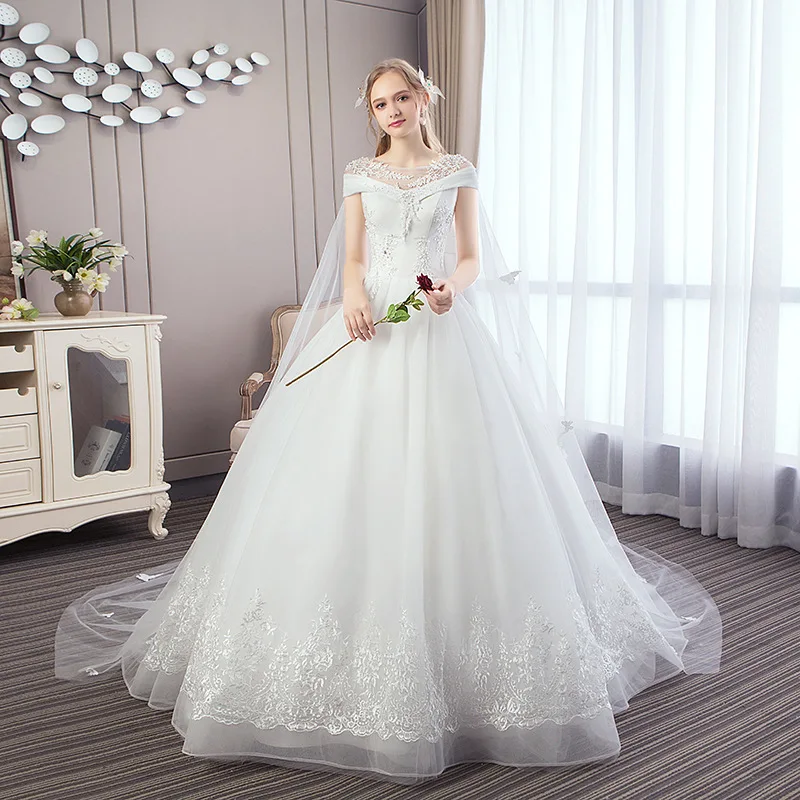 

White Lace Appliques Ball Gown Wedding Dresses 2019 Sweetheart Beaded Princess Bride Dresses robe