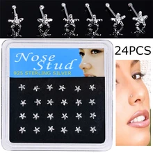 WALERV 24 шт./лот Женская мода пирсинг носа ювелирные изделия звезда серебряного цвета форма нос шпильки нос кольца ноготь сексуальные хип-хоп индия