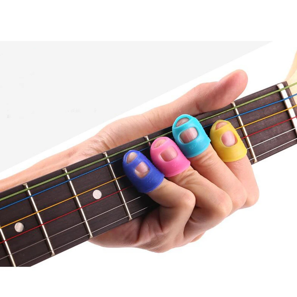 

4 PCs/ Set Fingertip Protector Silicone Guitar Fingerstall Guitar Ukulele String Finger Guard High Quality Guitar Parts GP27