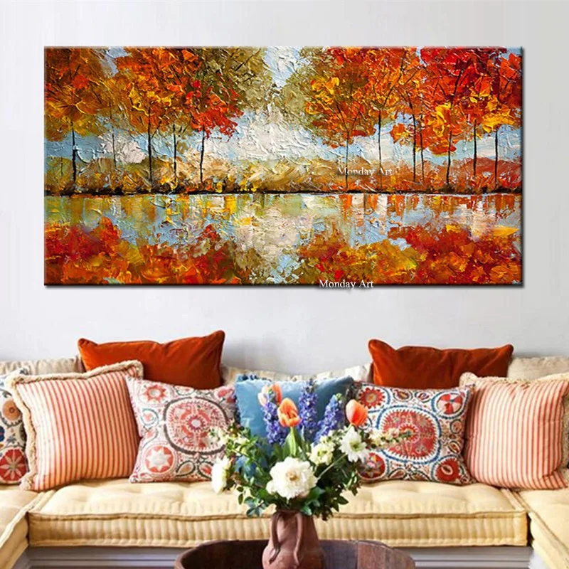 Home-Decor-Wall-Art-Hand-Painted-Abstract-Landscape-Oil-Paintings-on-Canvas-Knife-Trees-Pictures-Large