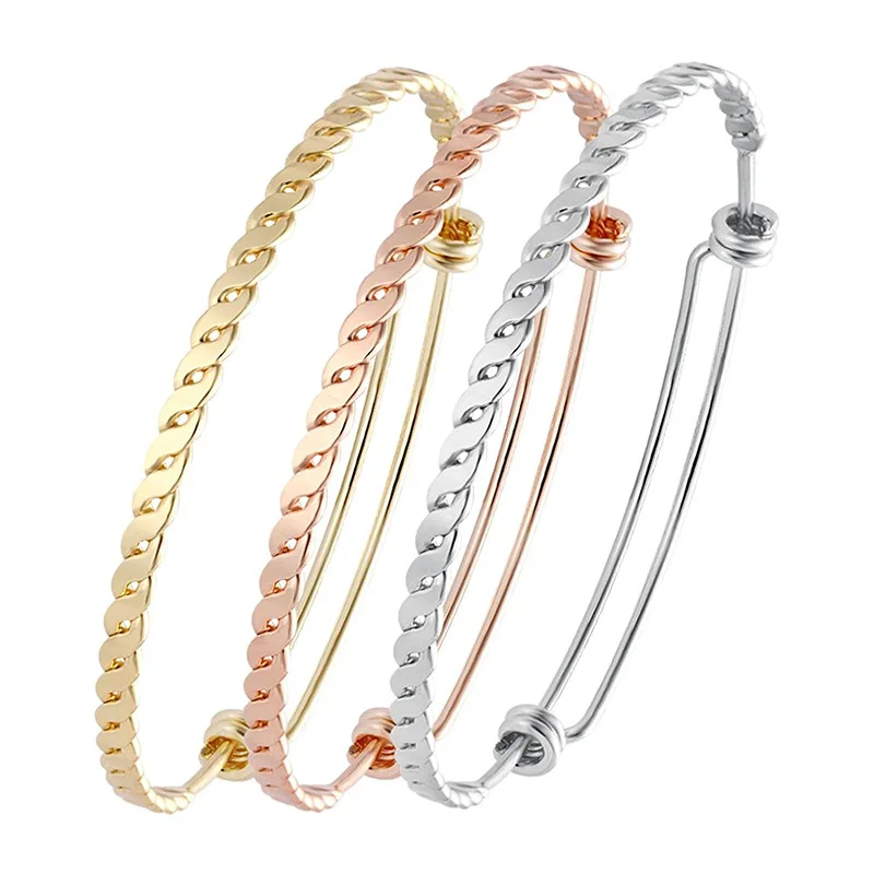 Stainless Steel Expandable Bracelet Bangle Female Jewelry silver/gold