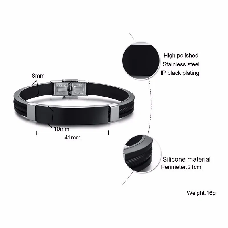 Vnox Cross Bible Verse Quotes Bracelets for Men Soft Silicone Bangle Comfort Wear Male Jesus Christ Faith Prayer Pulseira