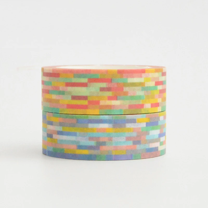 MaoTu Цветной кирпичи васи ленты, украшения DIY Бумага Sticky клей наклейки канцелярские ленты 1,5 см x 10 м