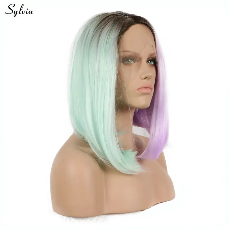 Sylvia Bob Style Half Green Purple Ombre Short Dark Roots High Temperature Fiber Lace Front Wigs Straight Synthetic Hair Cosplay Cosplay Hair Cosplay Lcosplay Short Hair Aliexpress Sylvia Bob Style Half Green Purple Ombre Short Dark Roots High Temperature Fiber Lace Front Wigs Straight Synthetic Hair Cosplay Cosplay Hair Cosplay Lcosplay Short Hair Aliexpress