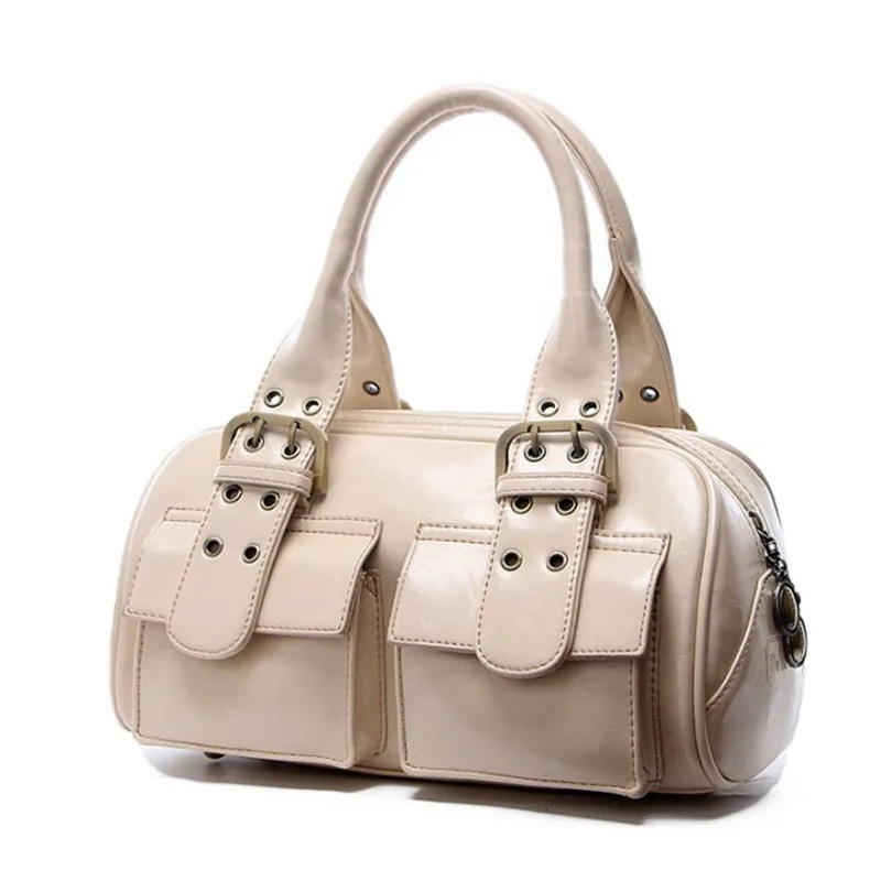Женская сумка с двумя карманами, кожаная Простая Сумка-подушка, Брендовая женская сумка на плечо, Элегантная модная женская сумка-тоут~ 19B4