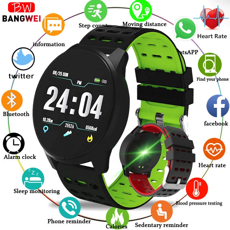 

BANGWEI Sport Watch Smart IP67 Waterproof Fitness Bluetooth Connection Android ios System Heart Rate Monitor Pedometer Watch