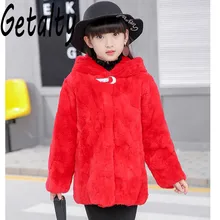 Пальто с натуральным кроличьим мехом г. детское осенне-зимнее плотное теплое длинное пальто для девочек однотонная верхняя одежда для девочек, куртки Cothing C#06