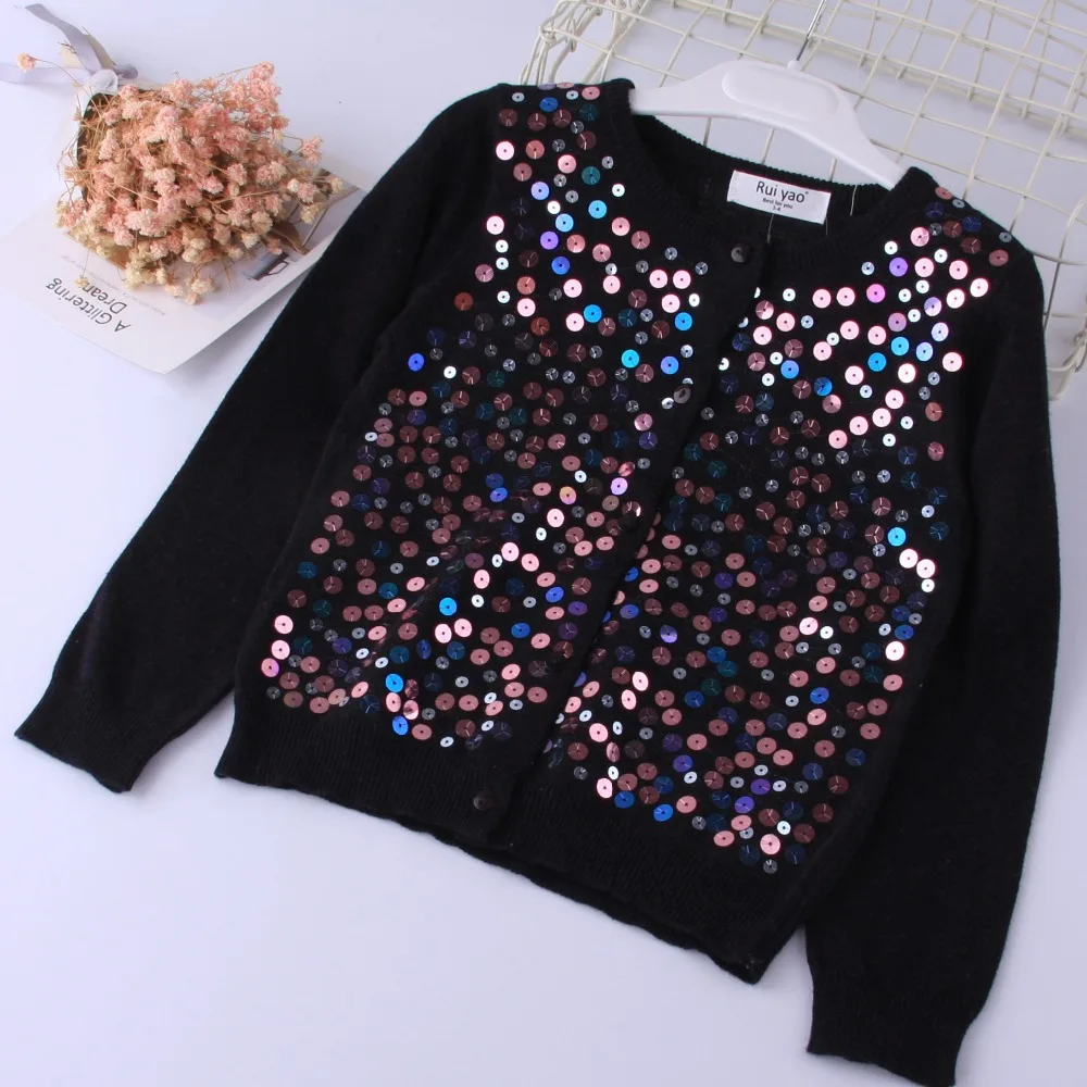 

Y70197655 Autumn Baby Sweater For Girls Cardigan For Girls Sweater Baby Cardigan Sequins Kniting Children Clothes For Girls Coat