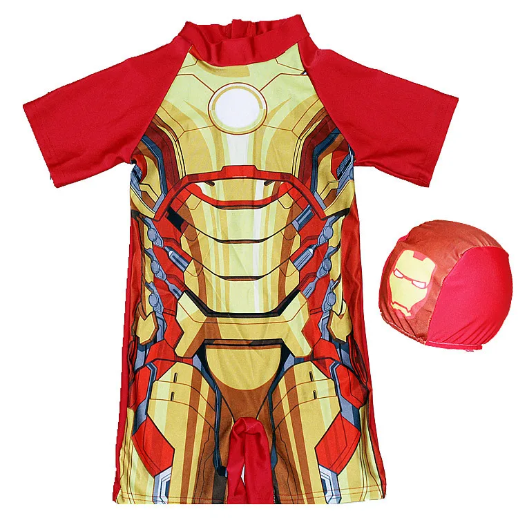Детский купальный костюм, цельный купальный костюм для мальчиков, Миньоны, Бэтмен, купальный костюм для детей, Капитан Америка, спортивный костюм UPF50+ пляжная одежда, купальный костюм для малышей - Цвет: iron Man