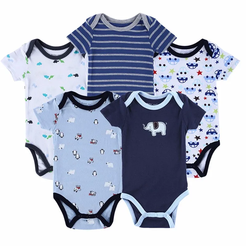 Новая детская одежда, унисекс, высококачественные детские боди с короткими рукавами и круглым вырезом, 0-12 месяцев, комплекты из 5 предметов для новорожденных мальчиков и девочек