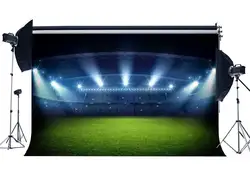 Футбольное поле фон стадион фоны Сияющие сценические огни интерьер зеленая трава Луг фотографии фон