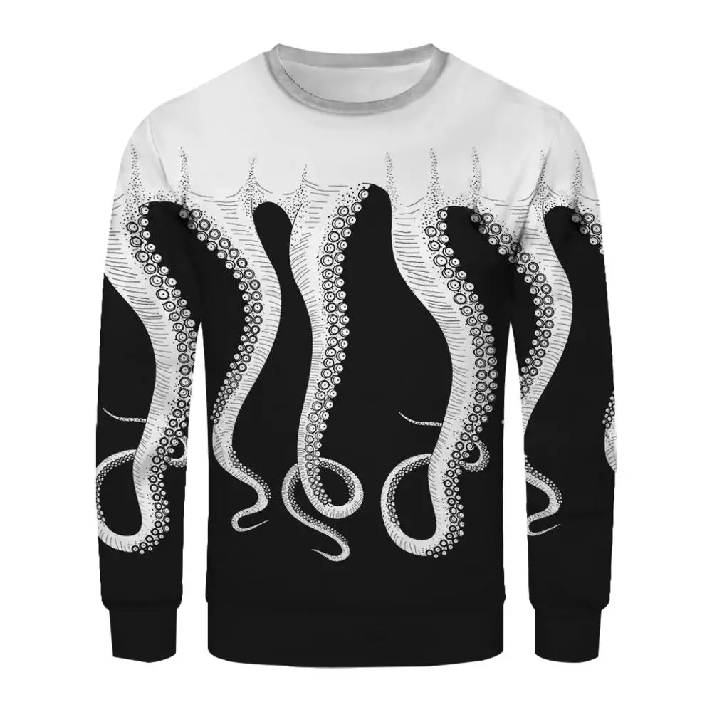 

Harajuku Sweatshirt Men Autumn Spring Fashion 3D Print Octopus Hoodie Long Sleeve Slim Fit Blouse Poleron Hombre Drop shipping c