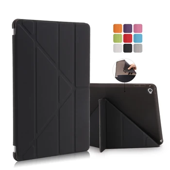

For Apple Ipad Air 2 Tablet Case Ultra Thin Slim PU Leather+Silicone Soft Back Smart Cover Case For Ipad 6 IPad6 Sleeve #K
