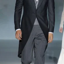 Шерстяное мужское пальто, фрак, темно-синяя длинная куртка+ серый двойной жилет+ серые полосатые штаны, мужские смокинги