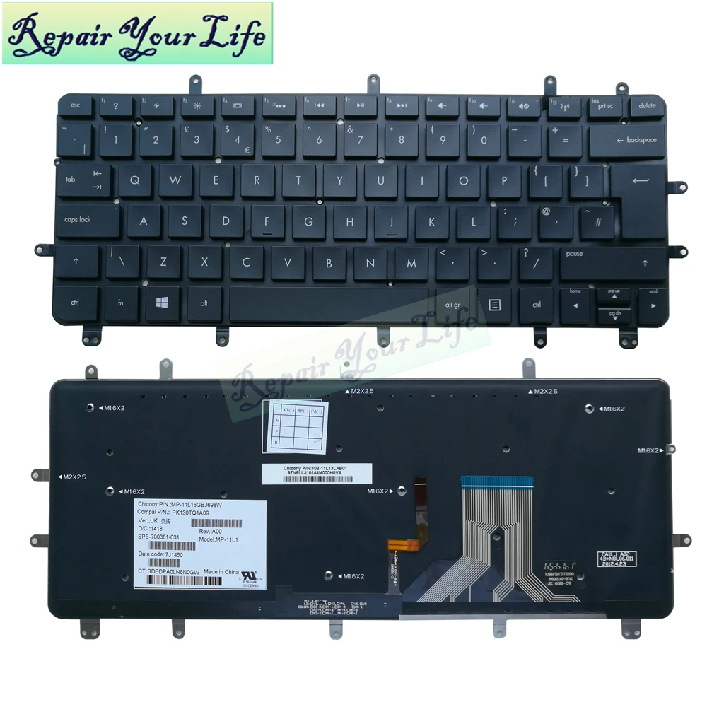 Клавиатура для ноутбука HP Envy 13-2000 SPECTRE XT PRO 13-B000 Spectre 13 UK Оригинальная клавиатура с