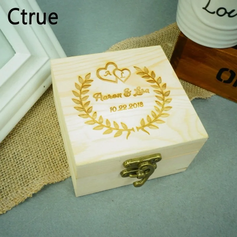 

Custom Name Wedding Ring Box Engagement Personalized Wooden Ring Bearer Storage Box With Lock Rustic Gifts Ring Box Holder
