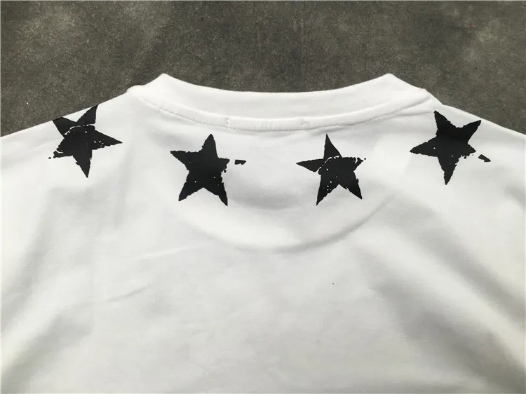 Новинка 19 Футболки унисекс с водяными звездами на горловине футболки в стиле хип