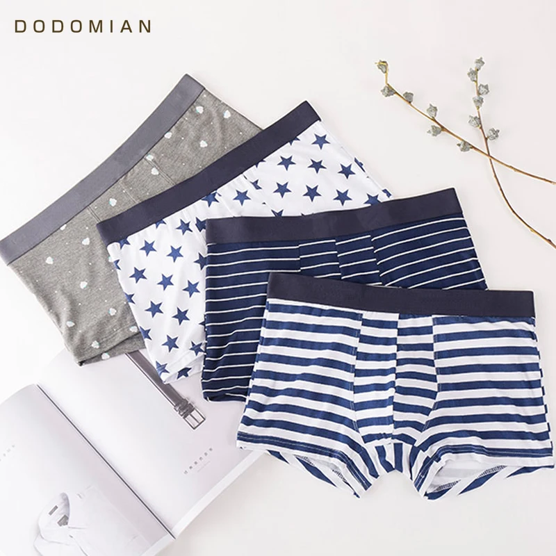 

Men Boxers Underwear Printed Casual Stripe Boxer 4pcs/lot Male Panties Short Fashion Cueca Boxer Homme L-4XL