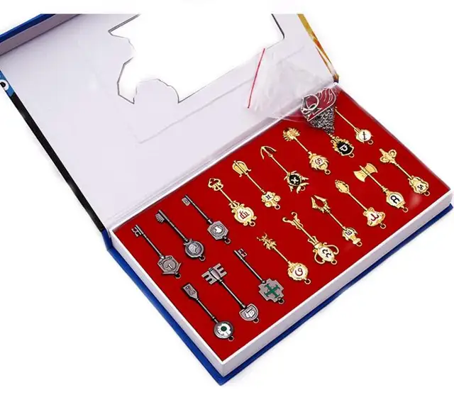 Fairy Tail Lucy Keys 18 Pcs Logo Necklace Anime Fairy Tail Key Set
