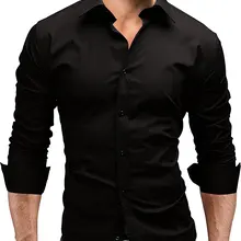 Бренд, модная мужская рубашка с длинным рукавом, топы, облегающие, повседневные, одноцветные, мужские рубашки, облегающие мужские рубашки XXL