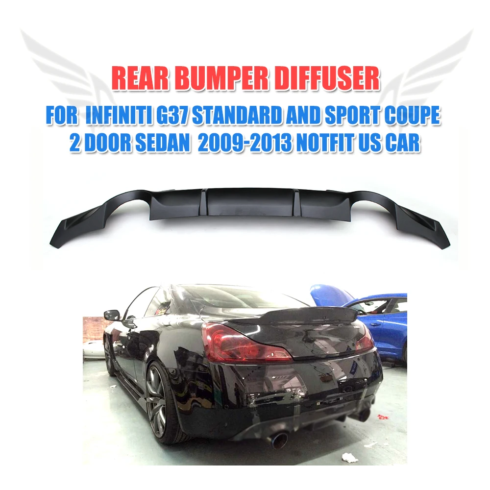 

auto Rear Bumper Diffuser Lip Spoiler For infiniti G37 Standard and Sport 2Door 2009-2013 Not fit USA Car FRP Black