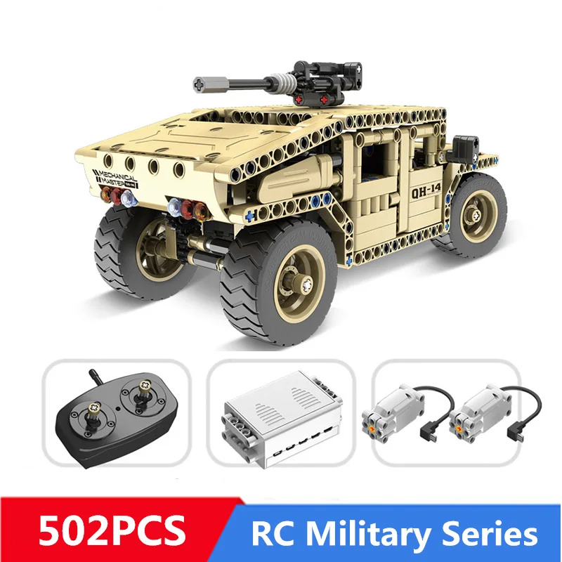 502pcs Diy Building Blocks Technic Military Remote Control RC Armed Hummer Car Compatible with L Br
