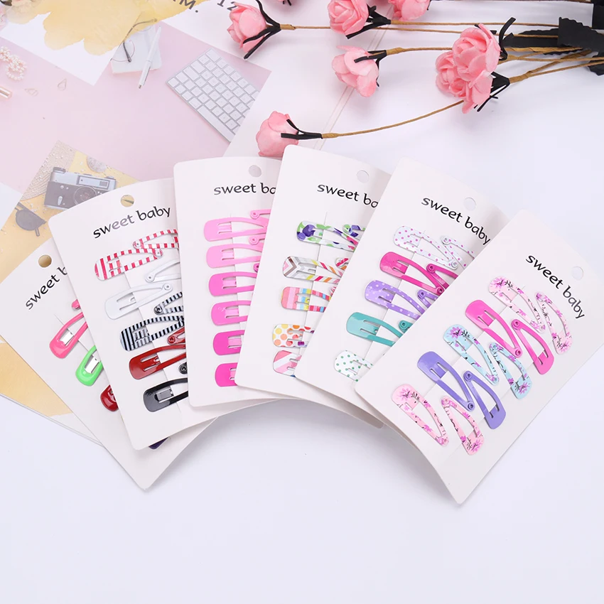 10PCS/Set New Lovely Heart Type Metal Candy Color Girls Hairpins Hair Clip Kids Headwear Children Accessories Baby BB Clips