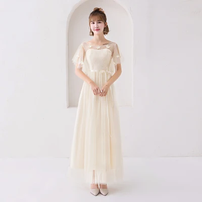 Сладкий памяти Свет Шампанское Китай Высокий воротник подружки невесты платья сестра группы свадебное платье SW0014 - Цвет: E C