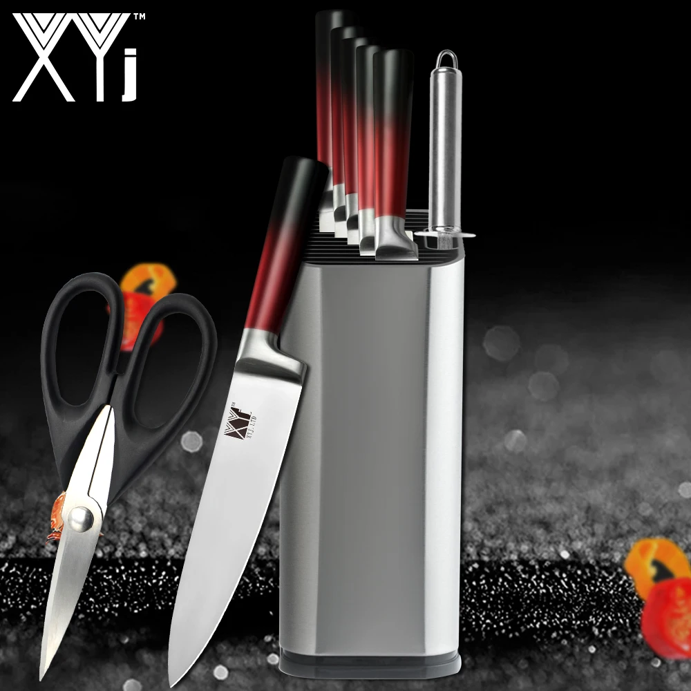 

XYj Kitchen Stainless Steel Knife Accessories Holder Stand Sharpener Scissors Fruit Utility Santoku Chef Slicing Bread Knife