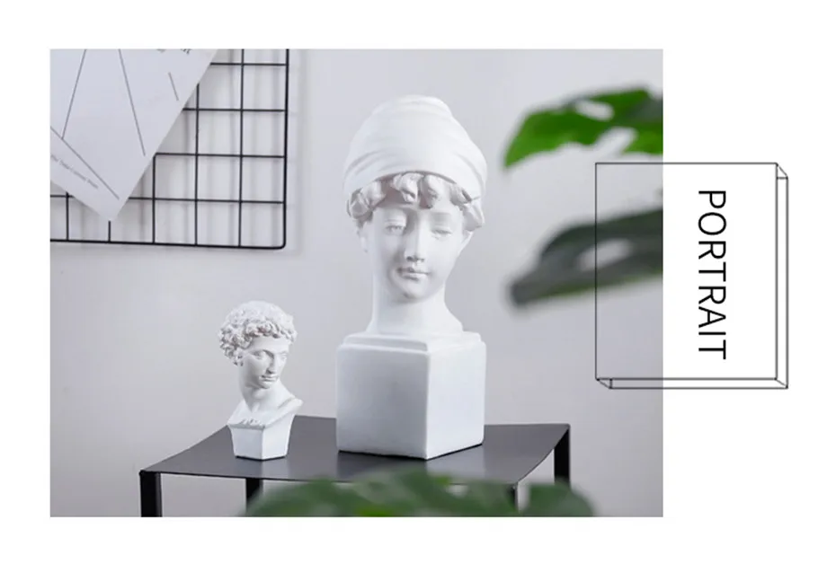 Resin Figure Statue Plaster Figure Decoration Large Art Props Portrait Sculpture Model Human Head Ornament Gift Home Decoration (1)