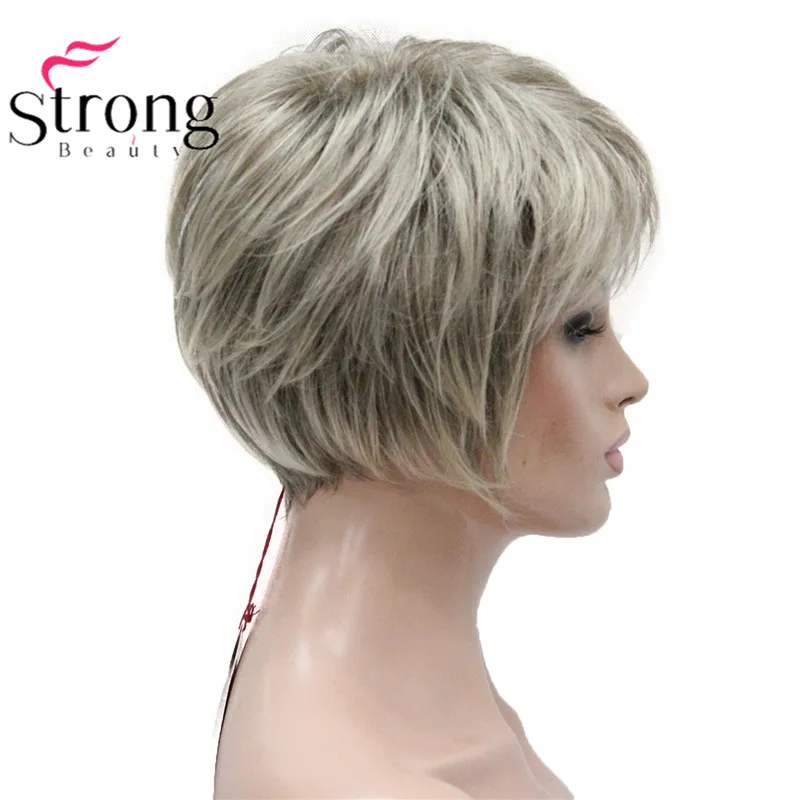 E-3621 #230T Hivision Wig Fashion Classic Cap Ash Grey mix Brown Short Wavy Synthetic Lady's (4)