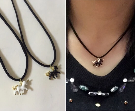 Timlee N153 Fashion The Unicorn Pegasus Horse Pendant Women Short Chain Necklace