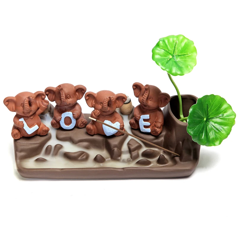 

Backflow Incense Burner Love Letter Elephant Ceramic Censer Home Decor For Christmas Gifts + 20Pcs Incense Cones
