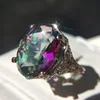 Bague de mariage en argent Sterling 100% pour femme, bijou Vintage en Zircon CZ coloré, anneau de fiançailles, à la mode, 925 ► Photo 3/5