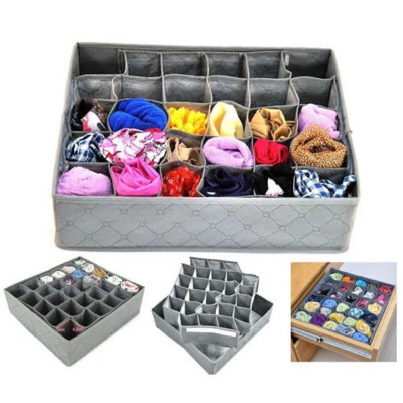 

Fordable 30 Cells Bamboo Charcoal Storage Boxes Underwear Divider Drawer Lidded Closet Organizer Ropa Interior Organizador