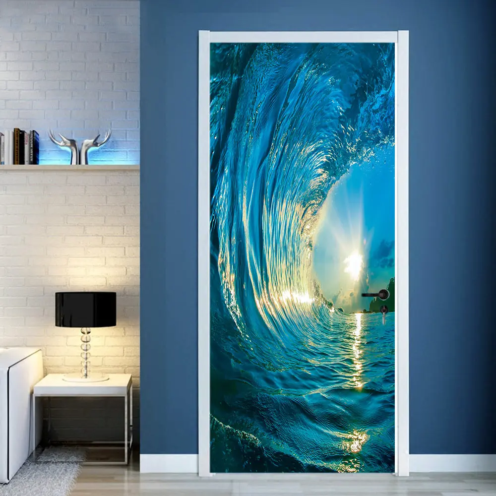 Зимние наклейки на дверь с классной картинкой водонепроницаемые Обои DIY Съемный самоклеющийся ПВХ Фреска для гостиной спальни коридоры