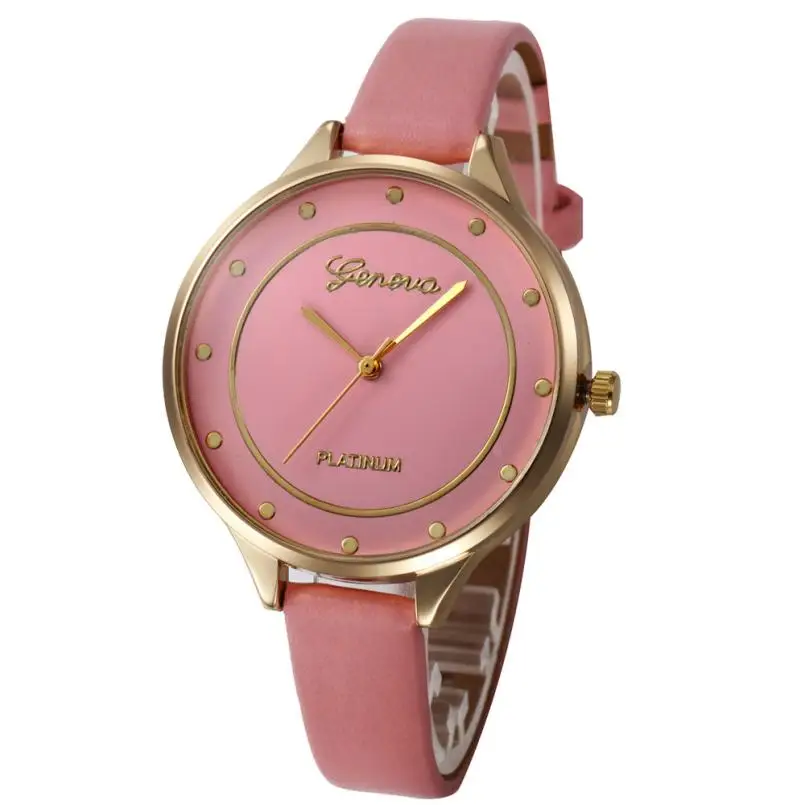 

2018 Fashion Watch Leather Band Quartz Watches Casual Luxury Simple Big Dial Round Shape Business LED Wristwatch for ladies
