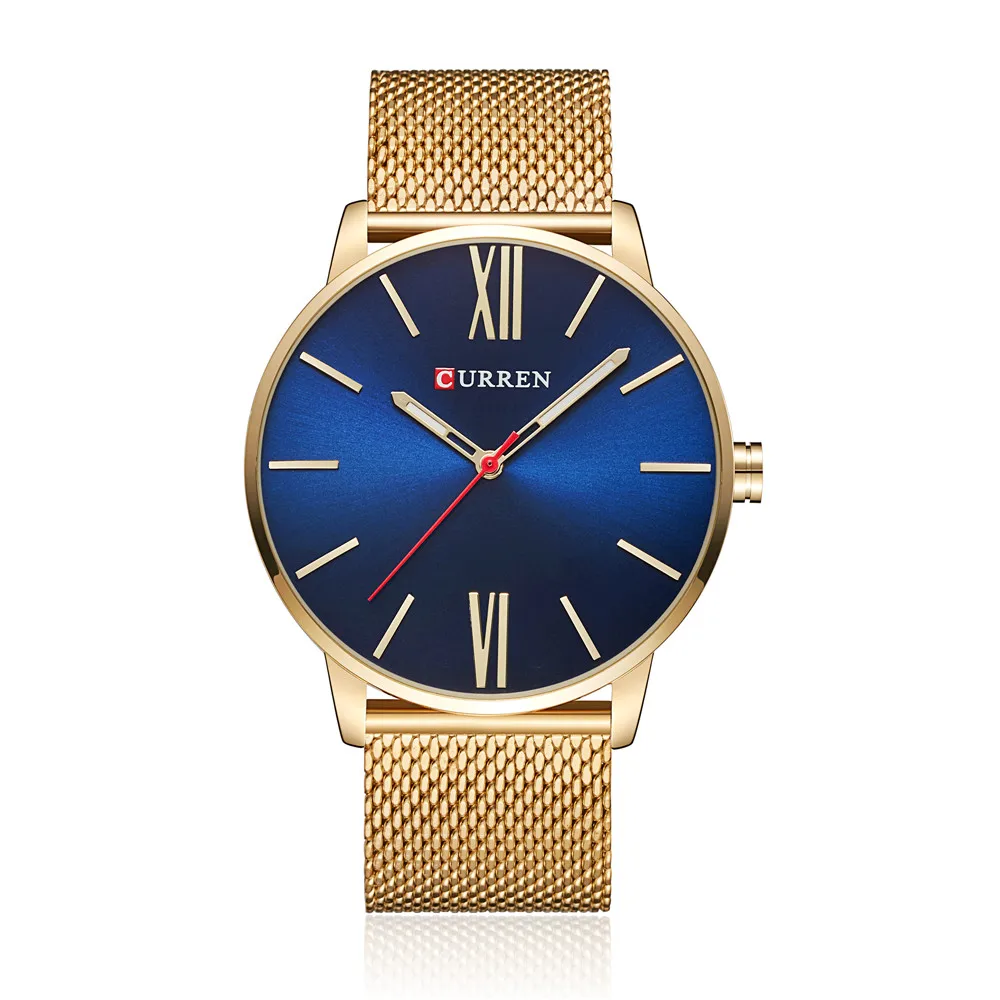 

2019 CURREN Brand Watch Men's Casual Luxury Business Stainless Steel Mesh band Quartz-Watch Fashion Thin Clock Wristwatches 8238