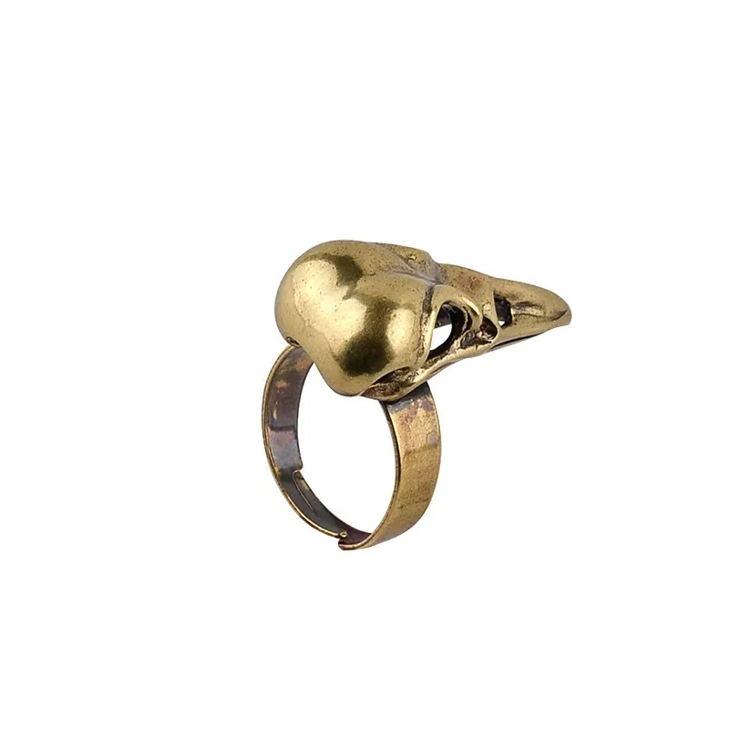 Специальный птичий череп, кольцо для панков, стильное ювелирное изделие унисекс, регулируемое крутое кольцо в виде головы вороны, скелета,, высокое качество