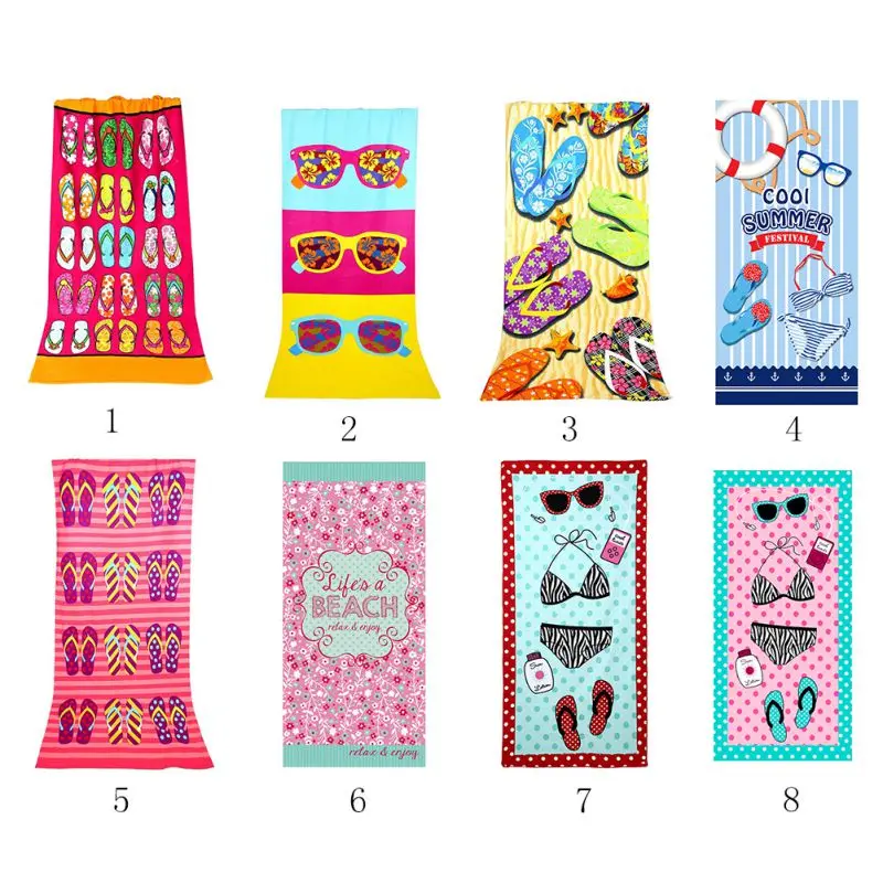 

Soft Multi-Purpose Large Summer Beach Towel Bath Towel Bright Color Print Extra-absorbent Microfiber Towel for Travel