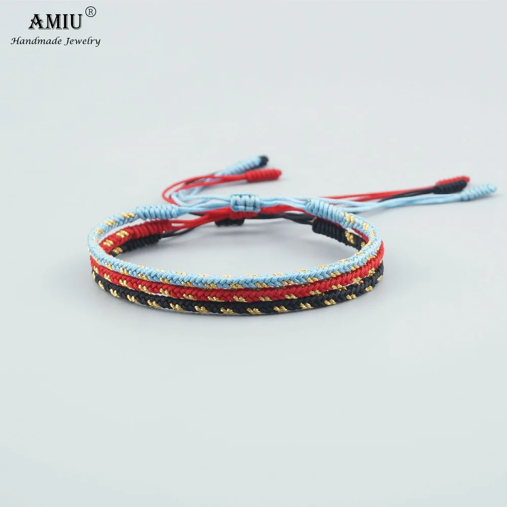 AMIU многоцветные Тибетские буддийские браслеты и браслеты для женщин и мужчин ручной работы узлы веревка тибетский Будда счастливый браслет