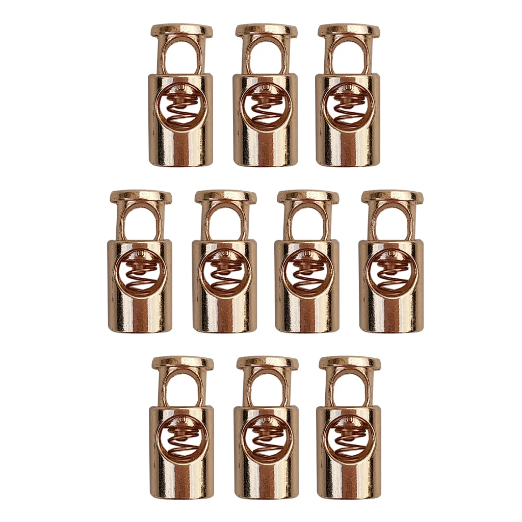 MagiDeal Pack of 10 Metal Toggle Spring Stop Single Hole String Cord Locks End Stopper Golden Sewing Accessories 