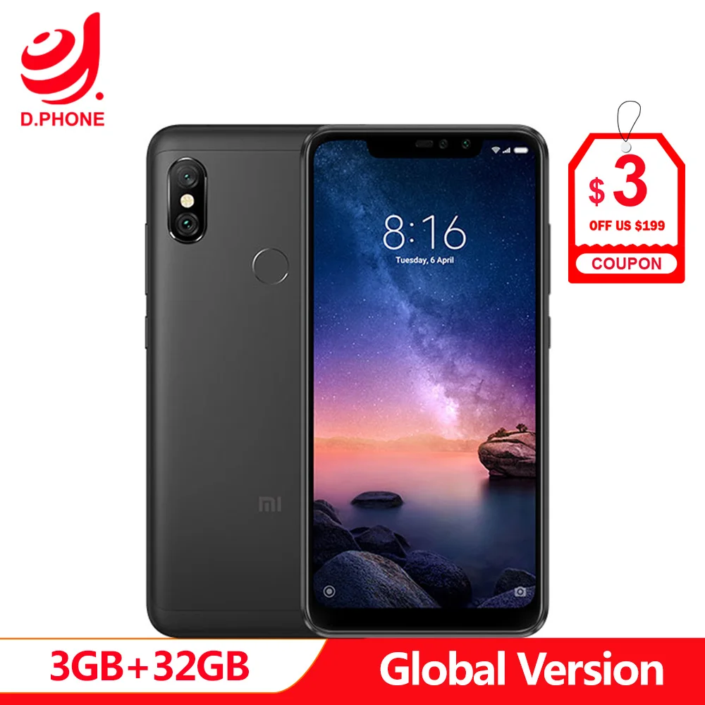 Versión Global Xiaomi Redmi Note 6 Pro Snapdragon 636 3GB RAM 32GB ROM 6,26 \