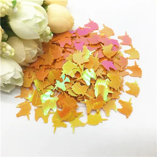 Paillettes 8x12mm Unicorn Shape Loose PVC Sequin Paillette Sewing Wedding Crafts Women DIY Garment Kids Scrapbook Accessory 20g - Цвет: AB orange